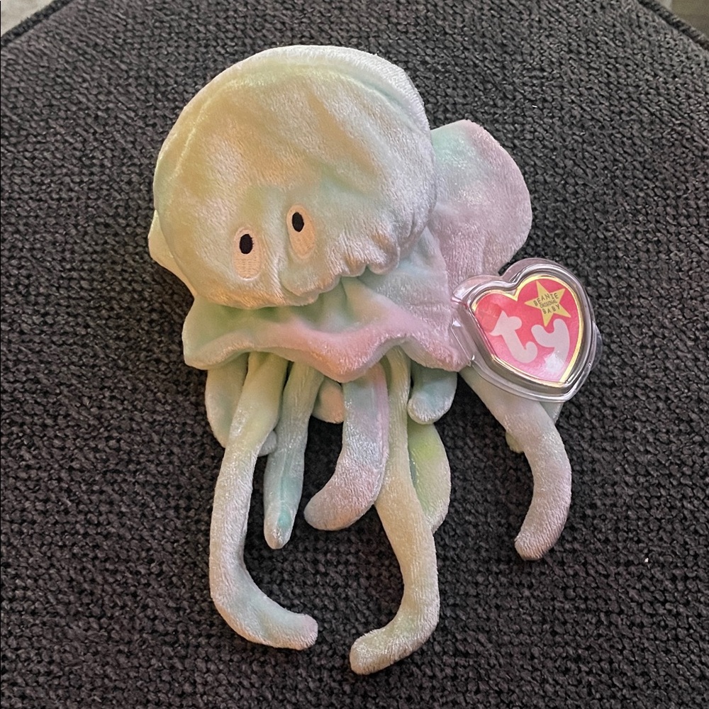 Goochy rainbow Pastel Jellyfish Plush beanie baby TY toy NWT